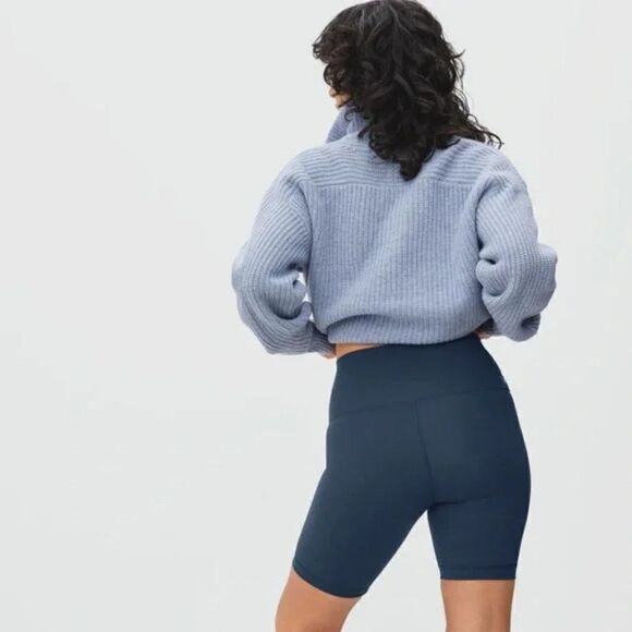 Everlane Blue Atlantic The Perform Bike Short Size XS High Rise Pocket Women's - Picture 3 of 15